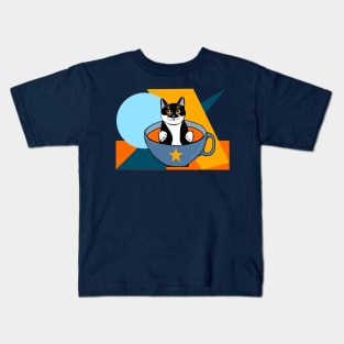 Cute Tuxedo cat in a Cup Tux in a cup of soup  Copyright TeAnne Kids T-Shirt